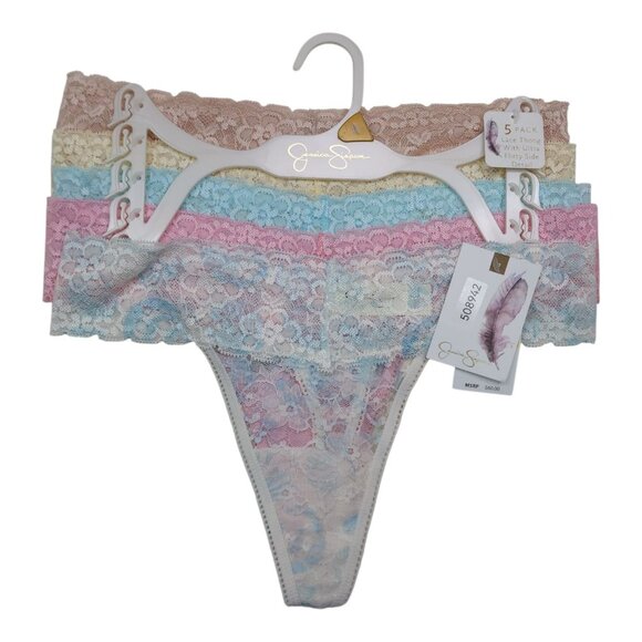 Jessica Simpson 5-Pack Extra Flirty Lace Thongs Panties JS86790  Womens Size Med - Picture 1 of 10